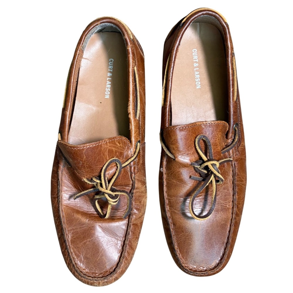 Curt & Larson Santos Tan Leather Driving Loafers Mens 8.5 Brown Slip On Shoes